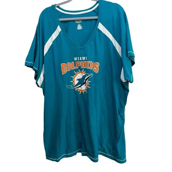Majestic "Miami Dolphins" Blue Football T-Shirt Size 4X women’s plus - Picture 1 of 4